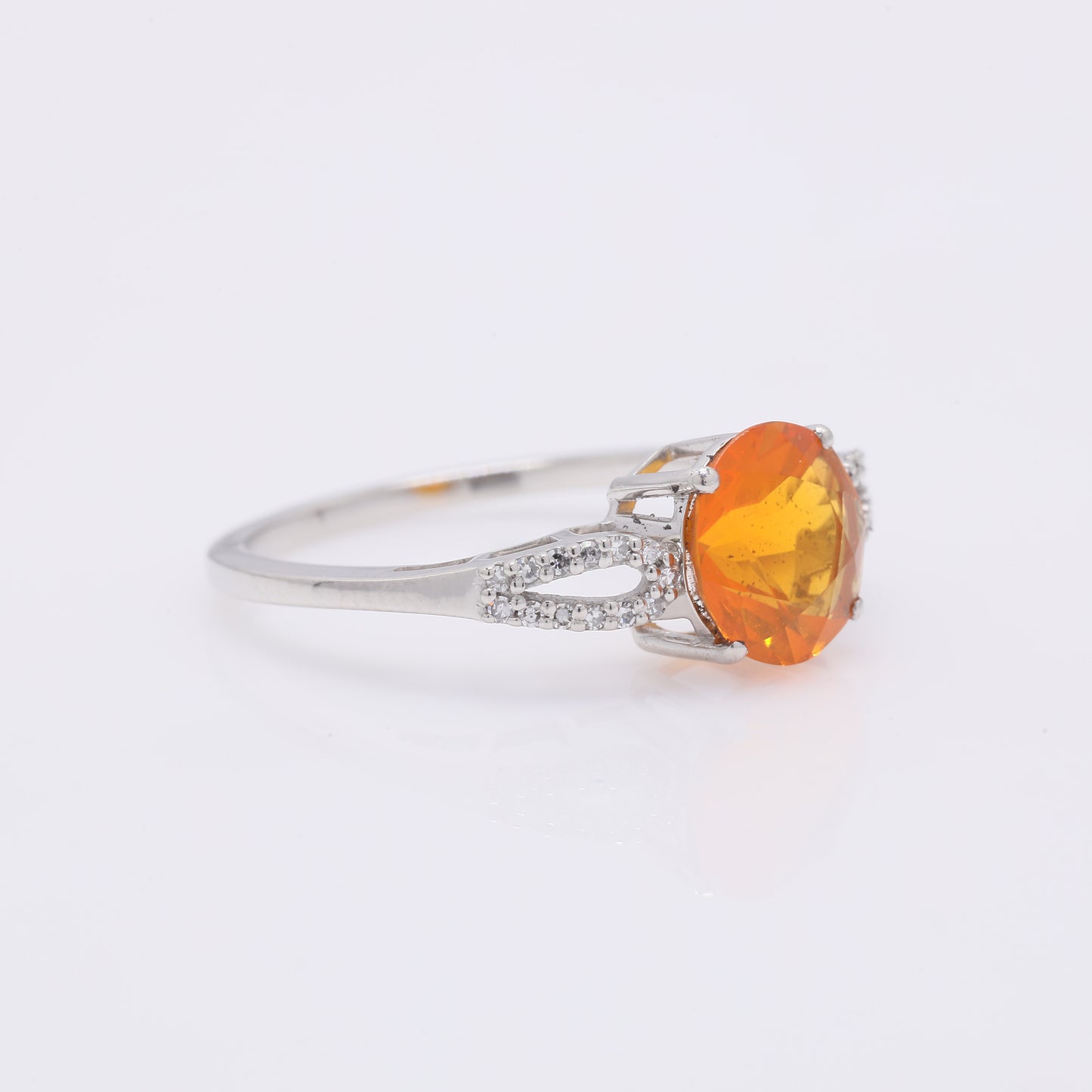 1.36 Ct Round Mixed Cut Natural Fire Opal 950 Platinum Ring