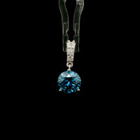 1.72 Carats Blue Lab Grown Diamond 14K Gold Pendant