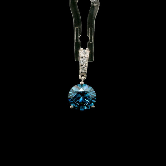 1.72 Carats Blue Lab Grown Diamond 14K Gold Pendant
