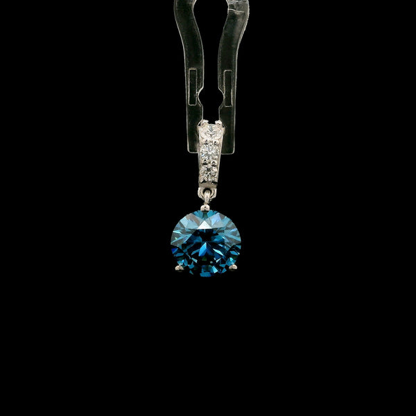 1.72 Carats Blue Lab Grown Diamond 14K Gold Pendant