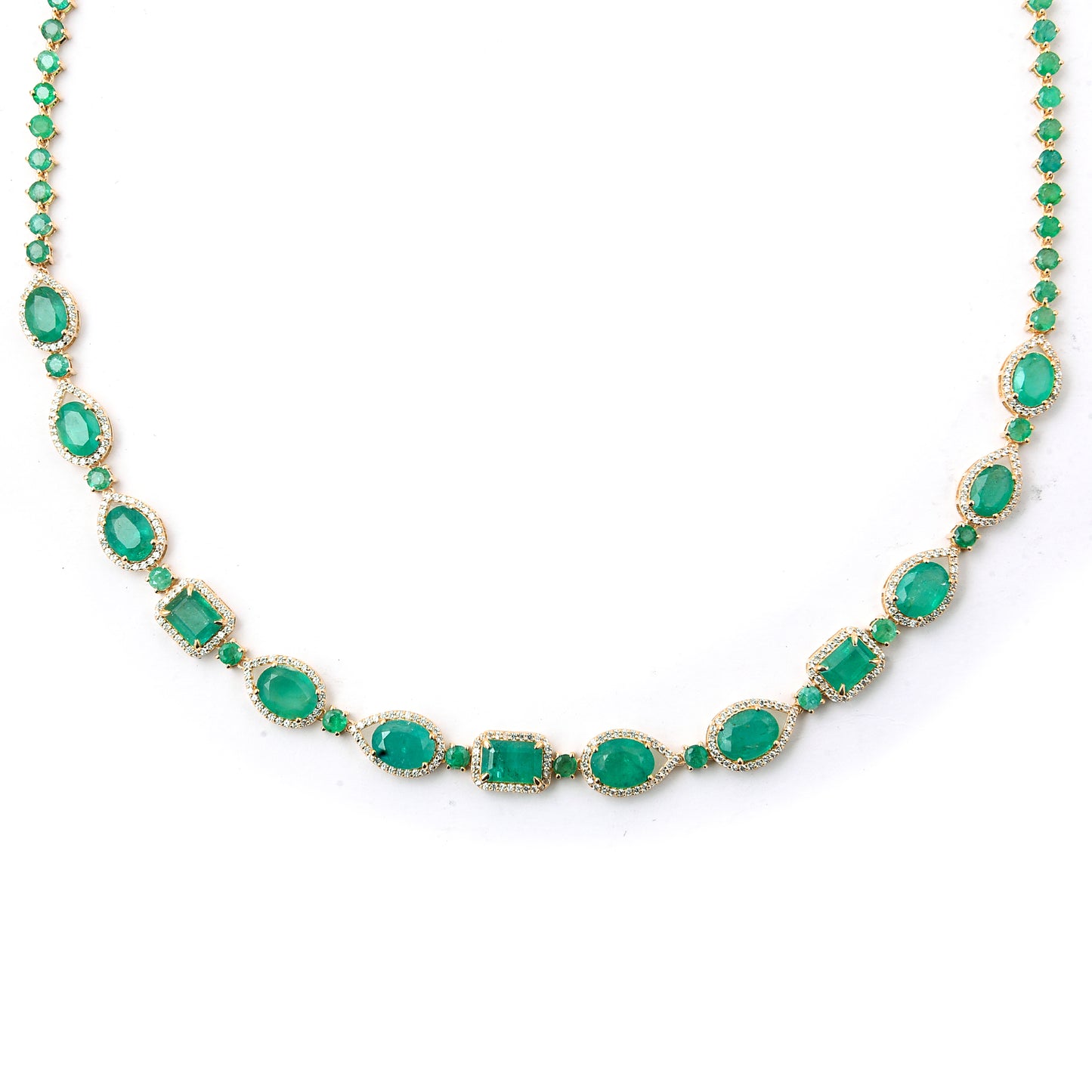 22.26 Ct Natural Emerald 14K Gold Necklace