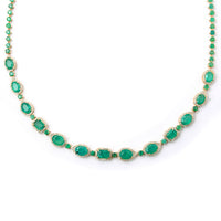 22.26 Ct Natural Emerald 14K Gold Necklace
