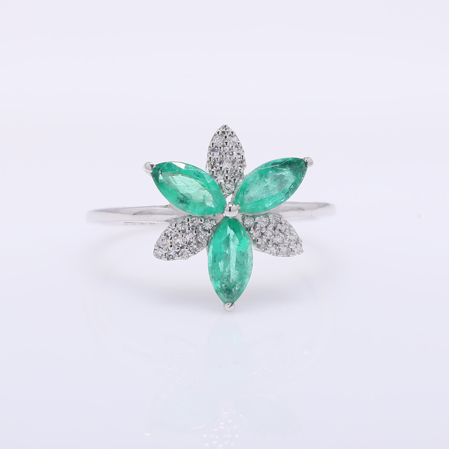 1.15 Ct Marquise Mixed Cut Natural Emerald 950 Platinum Ring