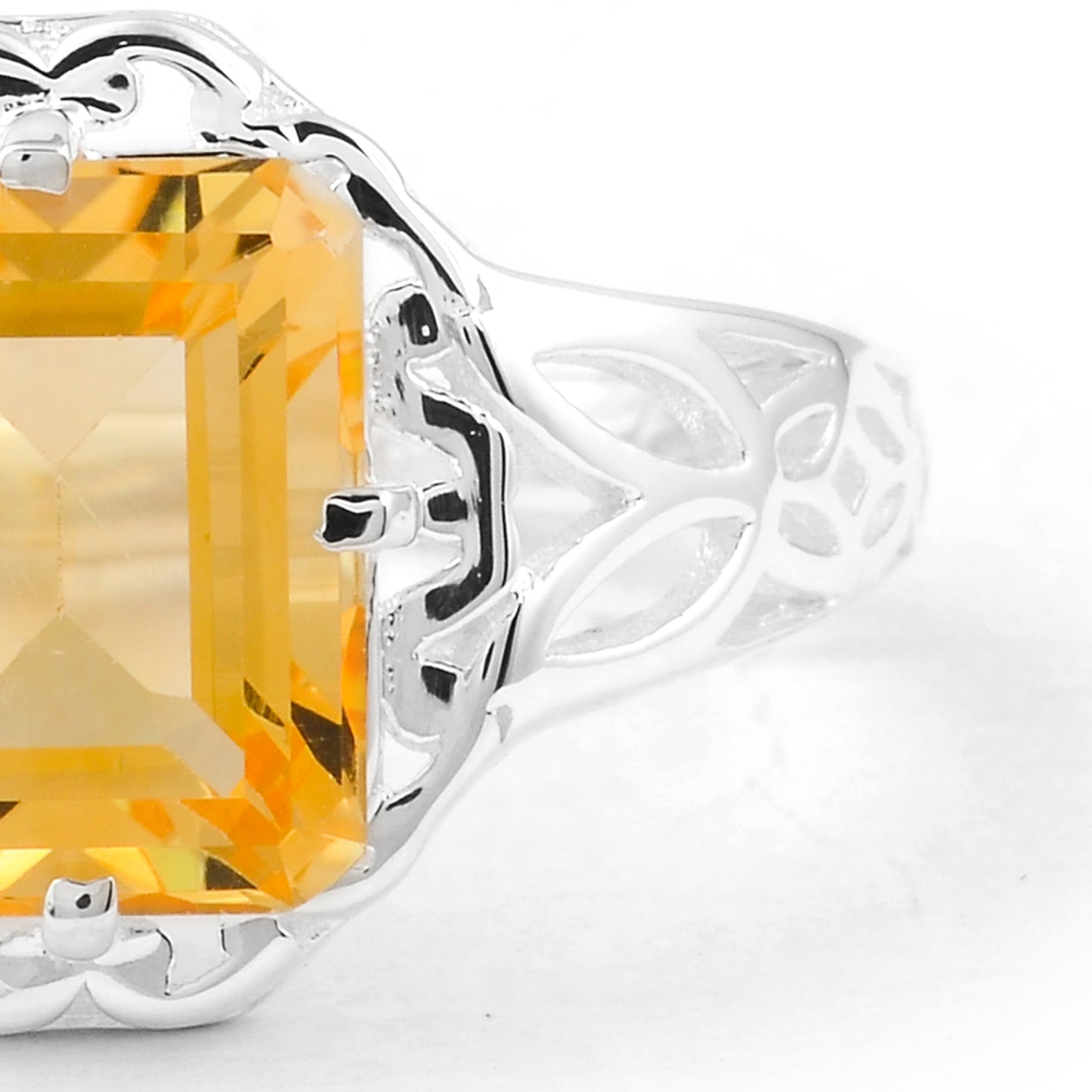 3.54 Ct Octagon Citrine 925 Sterling Silver Ring