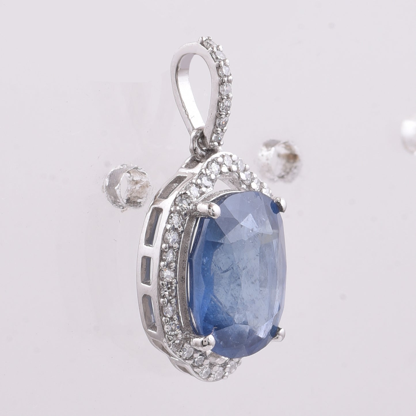 3.14 Ct Cushion Natural Sapphire 950 Platinum Pendant