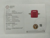 7.55 Ct Rectangular Step Cut Natural Corundum Ruby 950 Platinum Ring