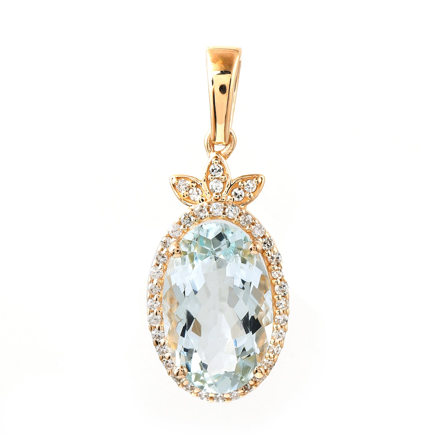 1.96 Ct Oval Aquamarine 14K Gold Pendant