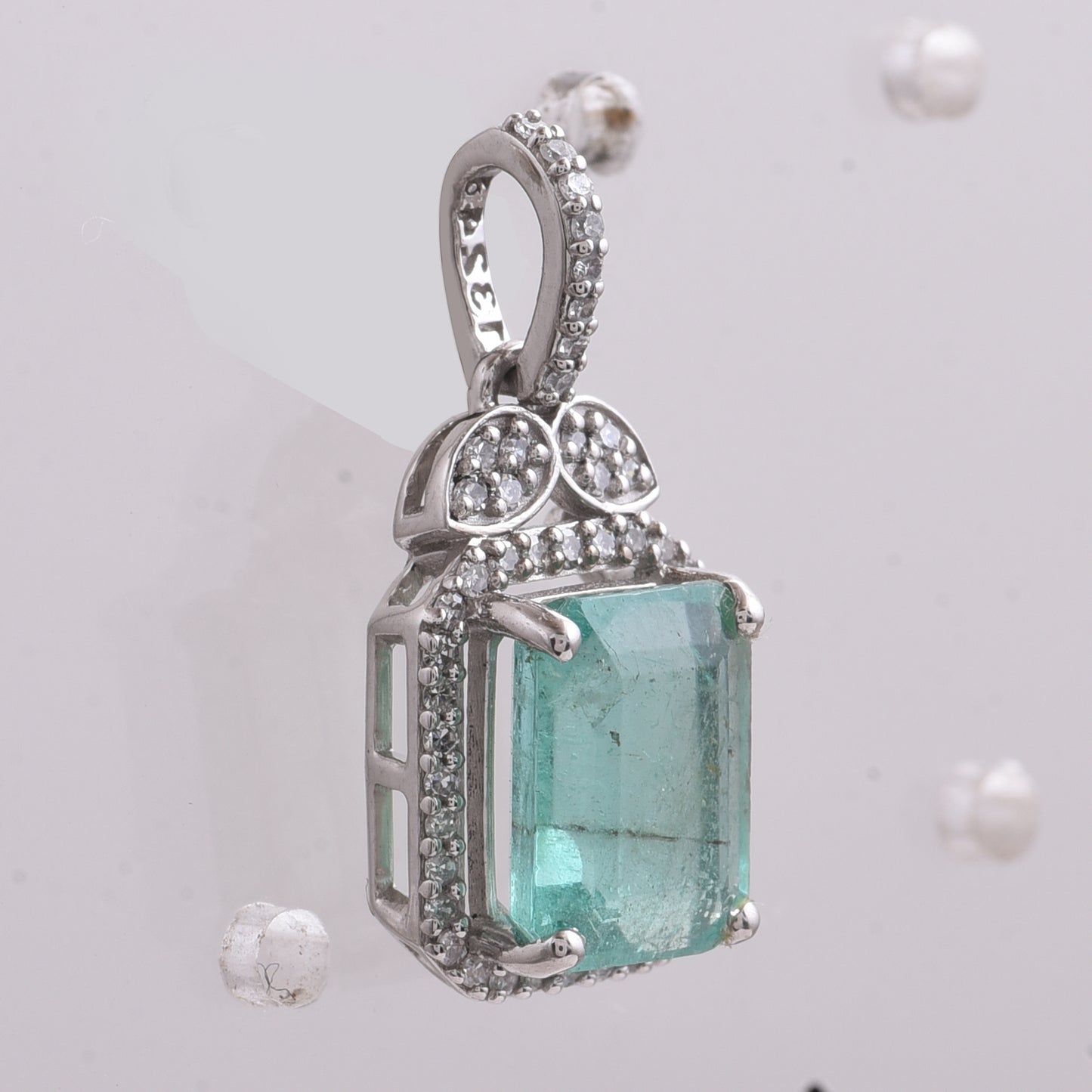 2.27 Ct Octagon Step Cut Natural Emerald 950 Platinum Pendant