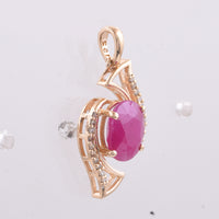 2.80 Ct Oval Natural Ruby 14K Gold Pendant