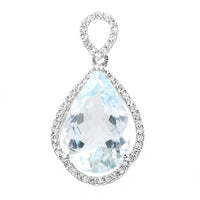 3.52 Ct Pear Mixed Cut Natural Aquamarine 950 Platinum Pendant