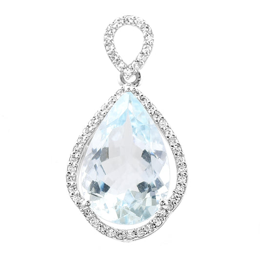 3.52 Ct Pear Mixed Cut Natural Aquamarine 950 Platinum Pendant