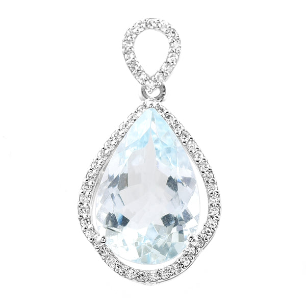 3.52 Ct Pear Mixed Cut Natural Aquamarine 950 Platinum Pendant
