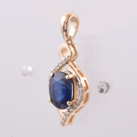 1.60 Ct Oval Natural Sapphire 14K Gold Pendant