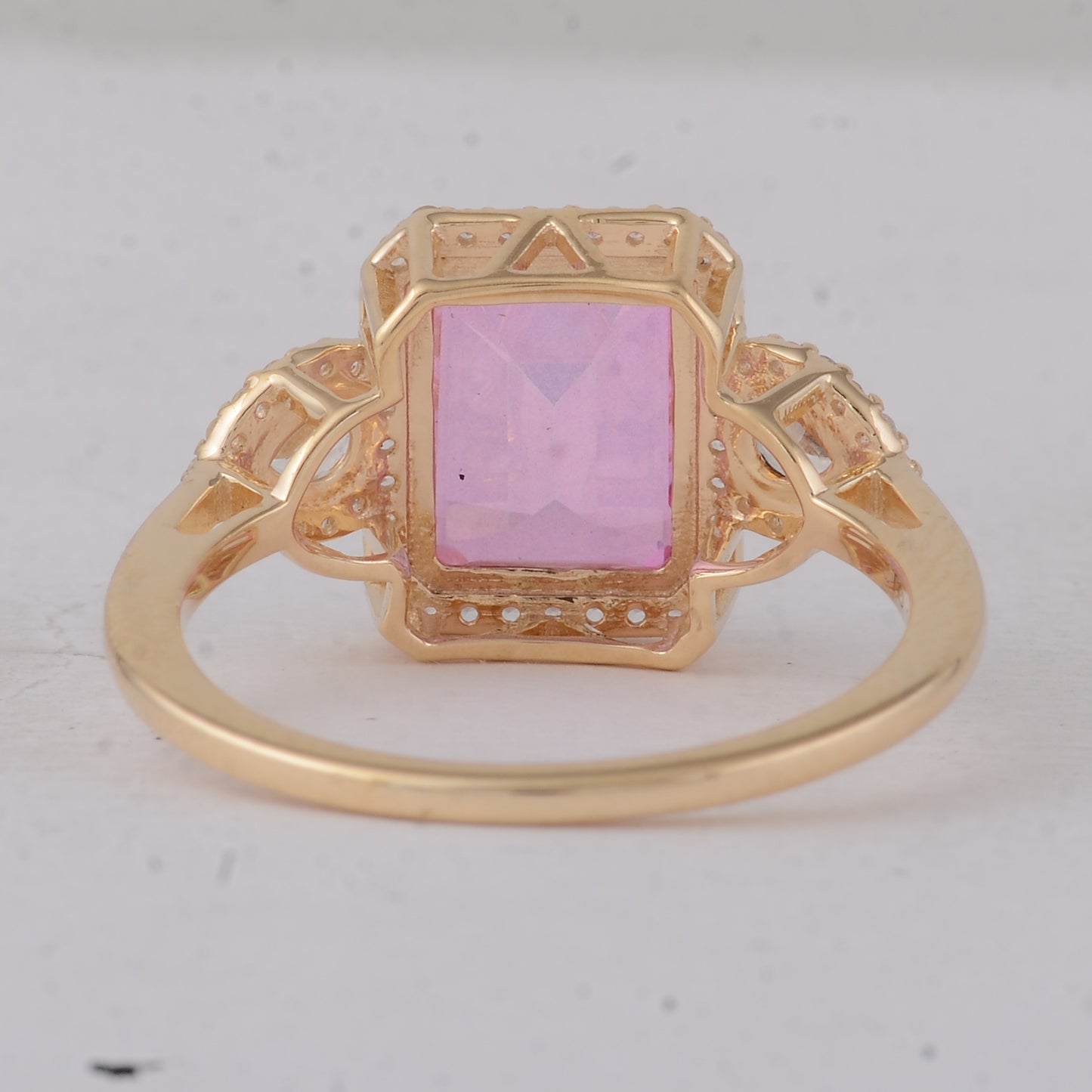 3.57 Ct Octagon Pink Topaz 9K Gold Ring