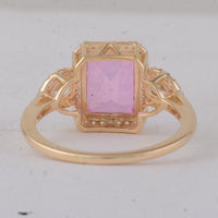 3.57 Ct Octagon Pink Topaz 9K Gold Ring