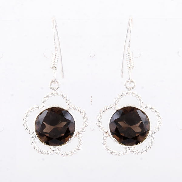 6.63 Ct Smoky Quartz 925 Sterling Silver Earrings