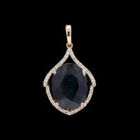 7.88 Ct Oval Mixed Cut Natural Sapphire 14K Gold Pendant