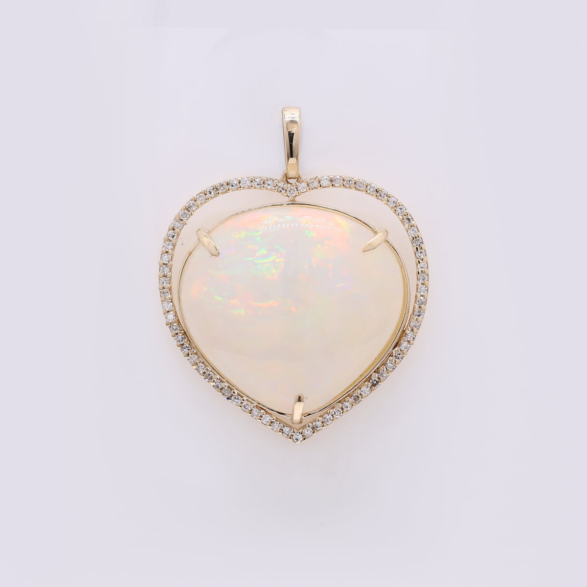 14.98 Ct Pear Cabochon Natural Opal 14K Gold Pendant