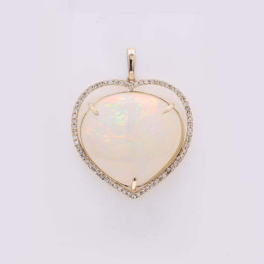 14.98 Ct Pear Cabochon Natural Opal 14K Gold Pendant