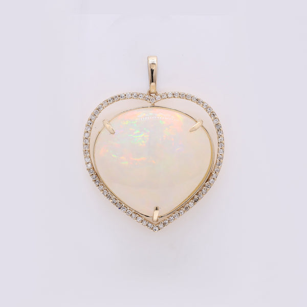 14.98 Ct Pear Cabochon Natural Opal 14K Gold Pendant