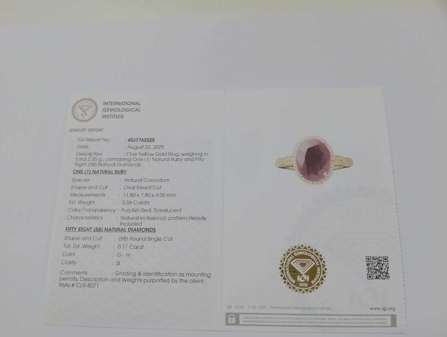 3.73 Ct Oval Mixed Cut Natural Corundum Ruby 14K Gold Ring