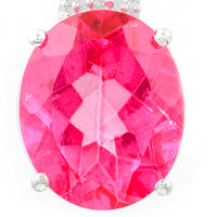 6.09 Ct Oval Pink Topaz, White Zircon, 925 Sterling Silver Pendant