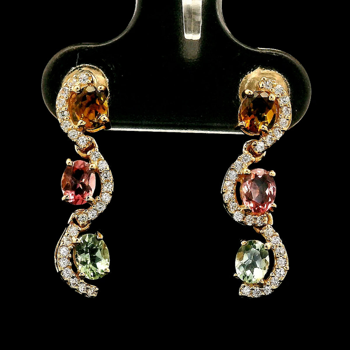1.23 Ct Oval Tourmaline 14K Gold Earrings