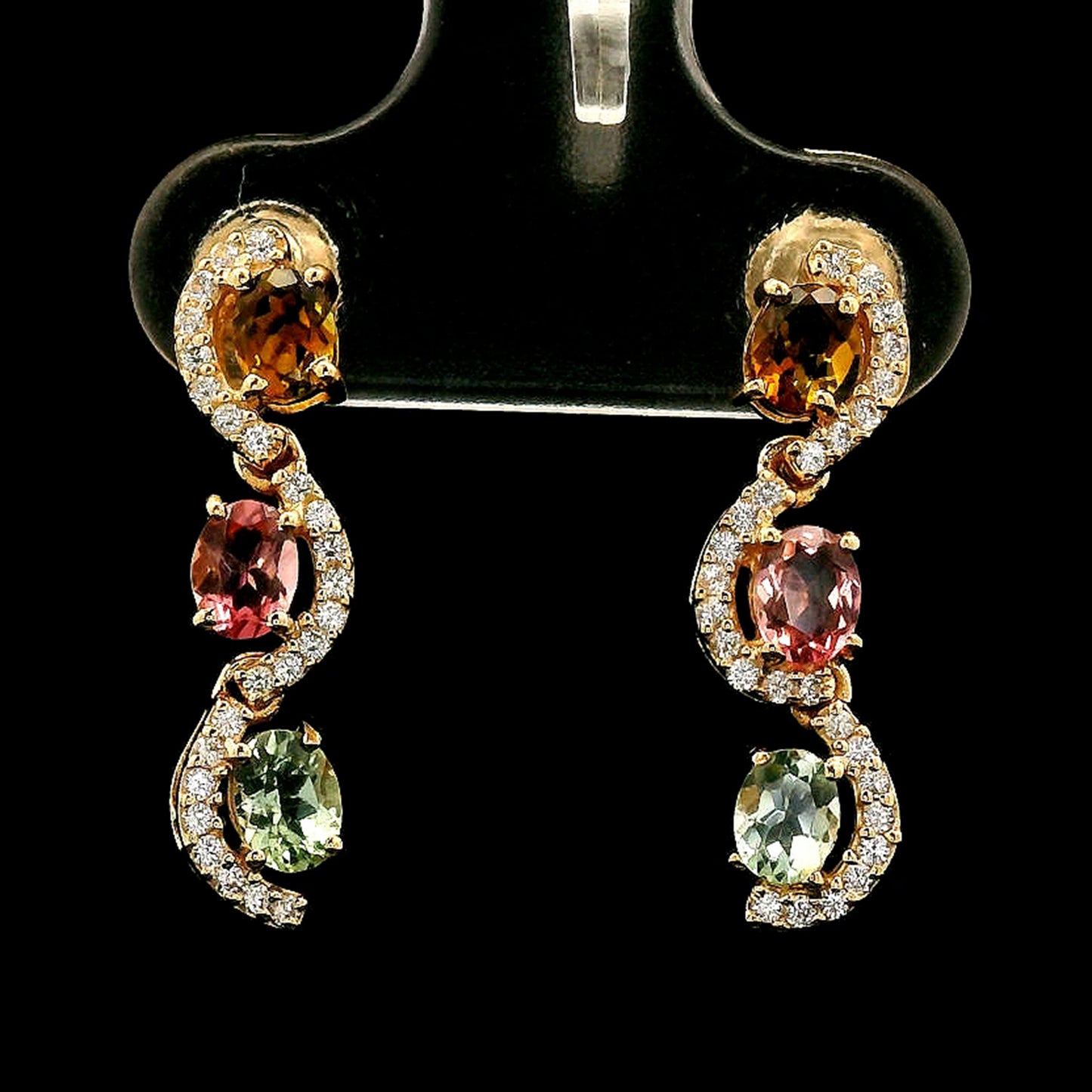 1.23 Ct Oval Tourmaline 14K Gold Earrings