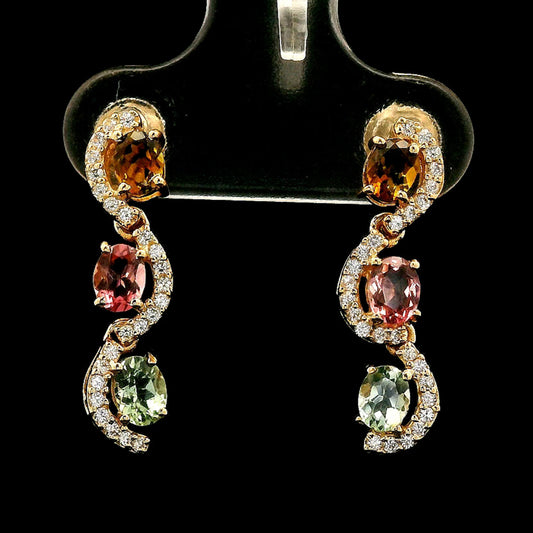 1.23 Ct Oval Tourmaline 14K Gold Earrings