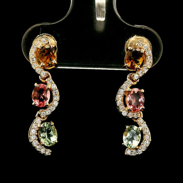1.23 Ct Oval Tourmaline 14K Gold Earrings