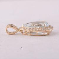 4.38 Ct Pear Aquamarine 9K Gold Pendant