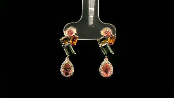 3.59 Ct Pear Tourmaline 14K Gold Earrings