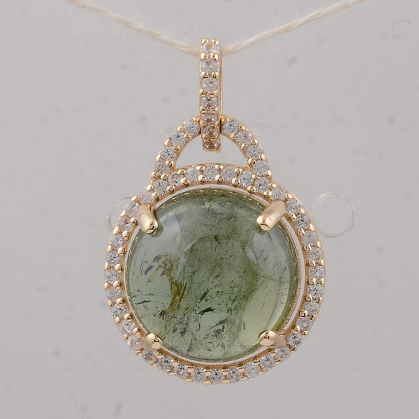 4.22 Ct Round Tourmaline 9K Gold Pendant