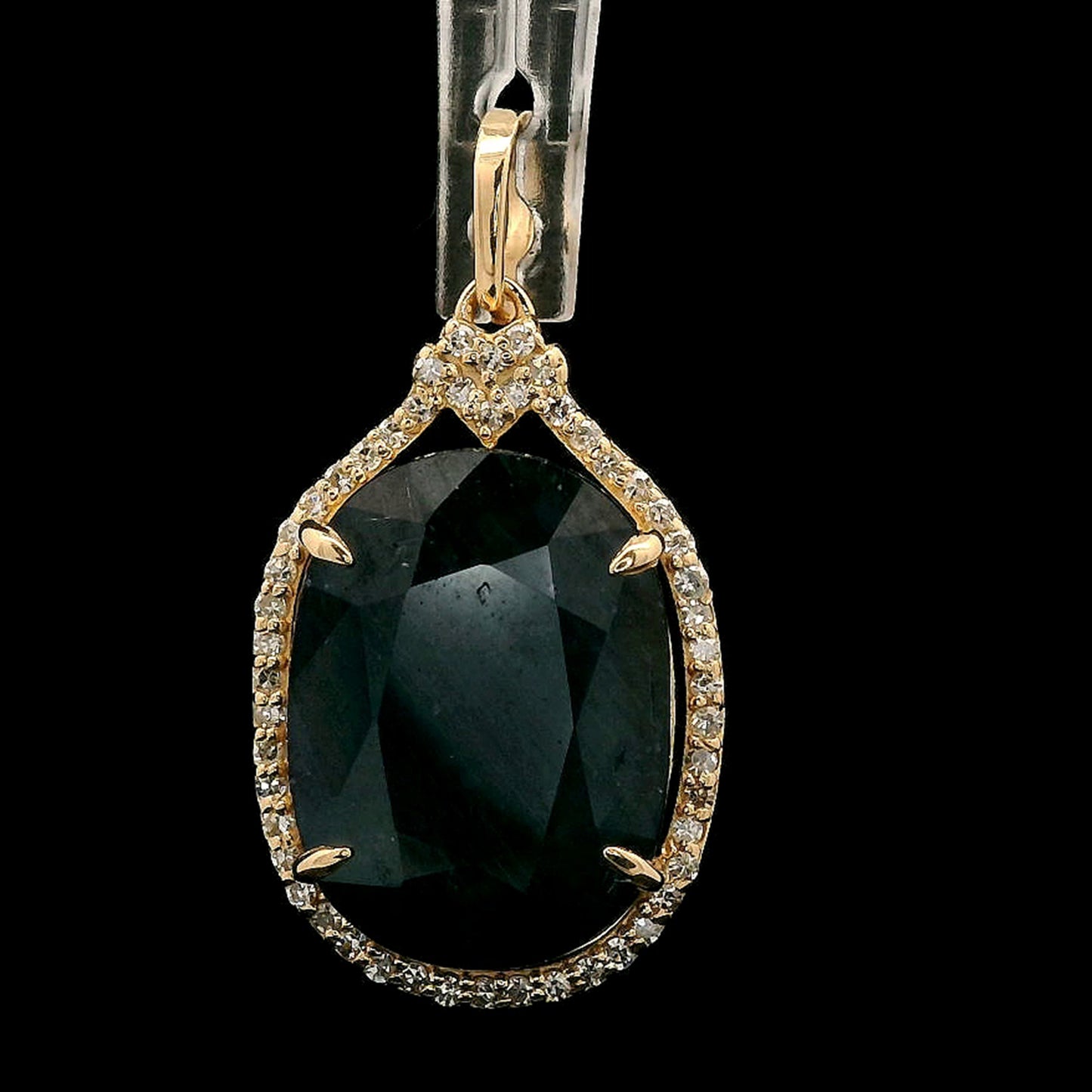 8.50 Ct Oval Mixed Cut Natural Sapphire 14K Gold Pendant