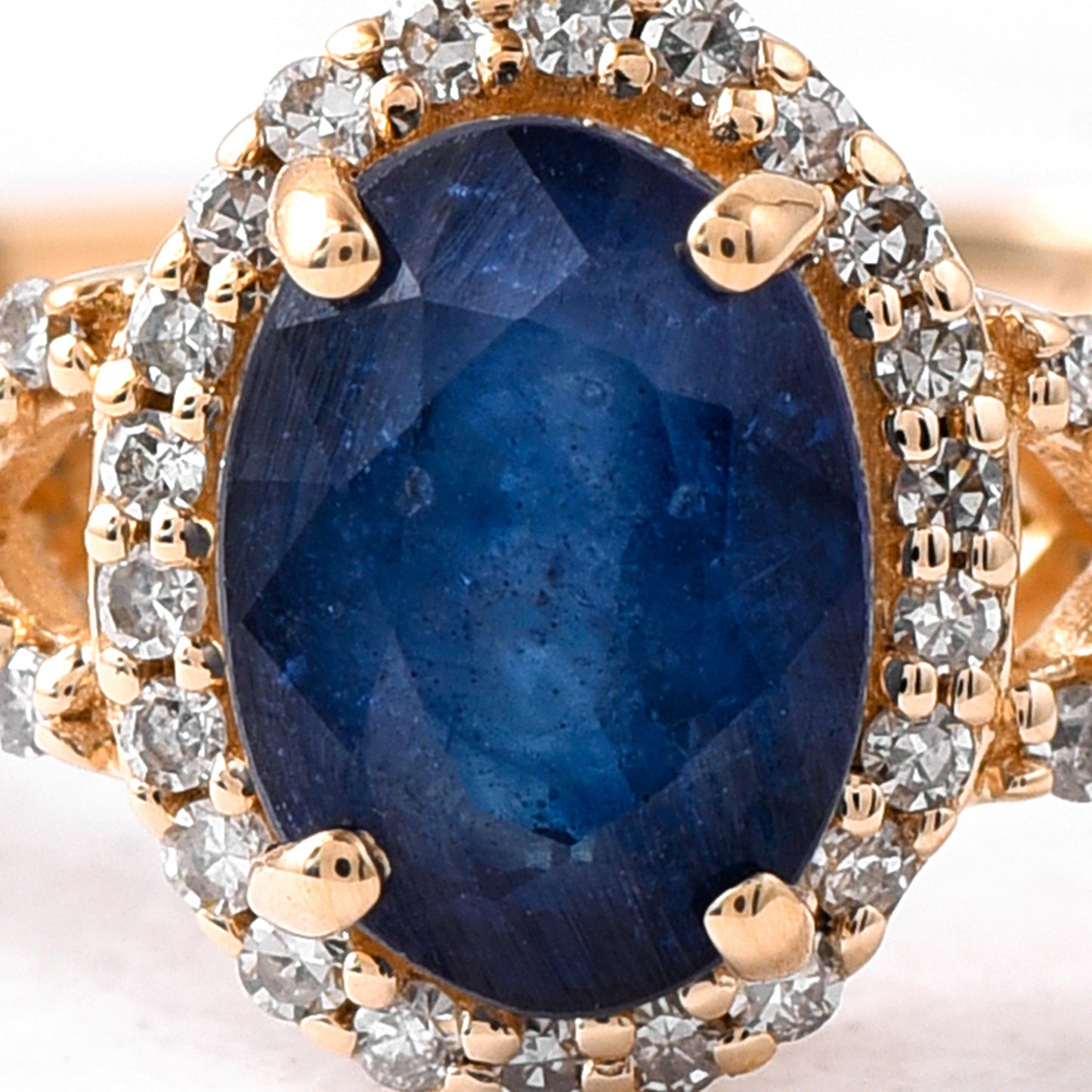 1.50 Ct Oval Mixed Cut Natural Sapphire 14K Gold Ring