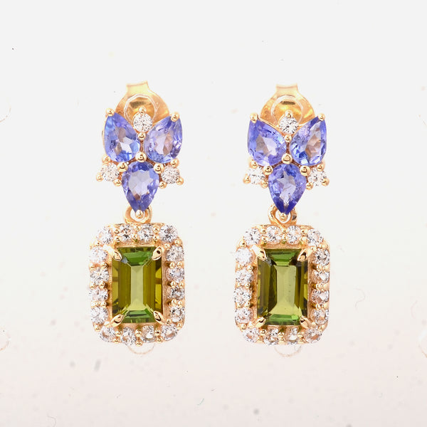 2.75 Ct Octagon Tourmaline 14K Gold Earrings
