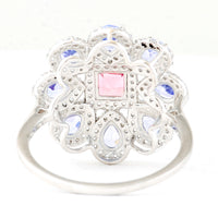 2.16 Ct Square Step Cut Natural Pink Tourmaline 950 Platinum Ring