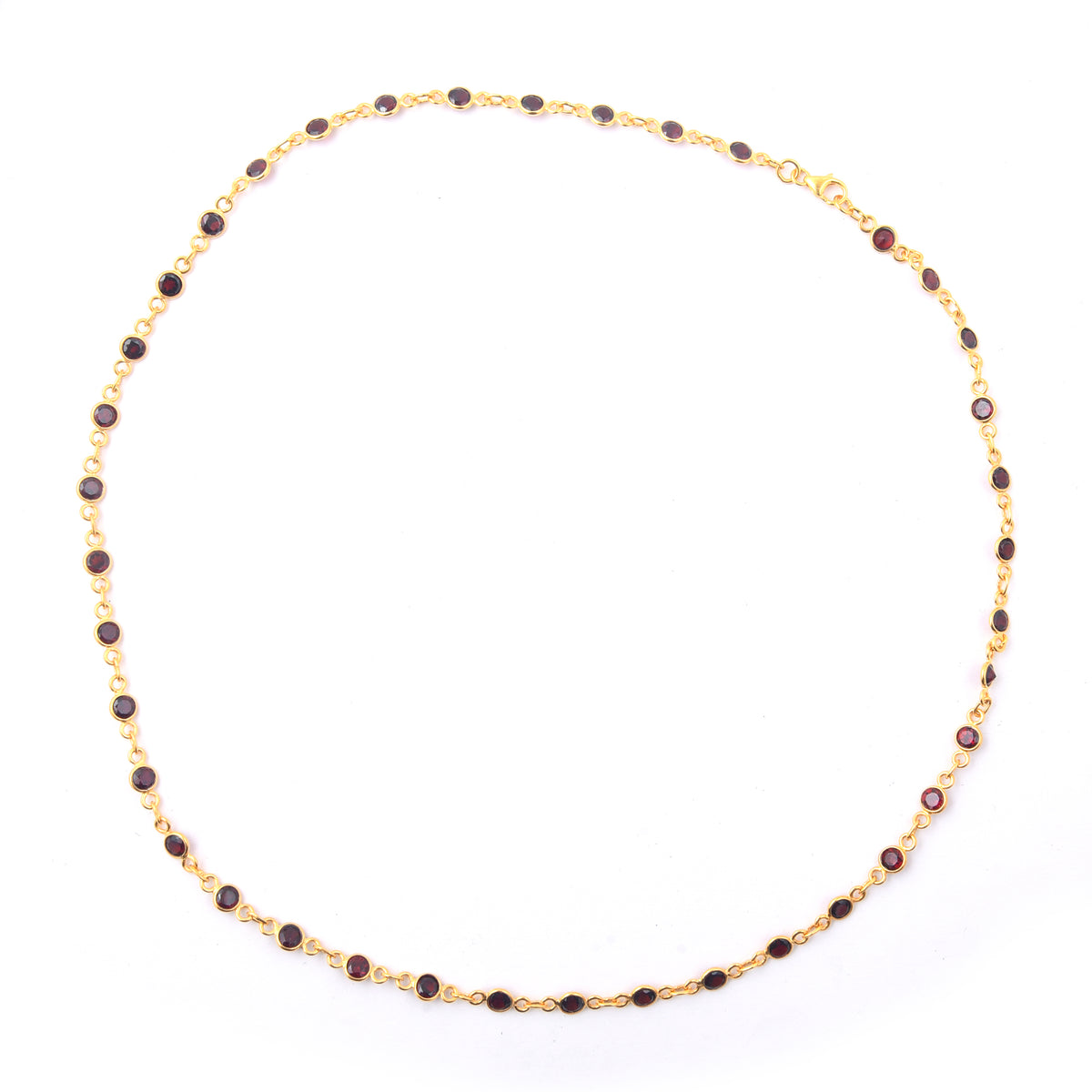 12.06 Ct Round Garnet 925 Sterling Silver Necklace