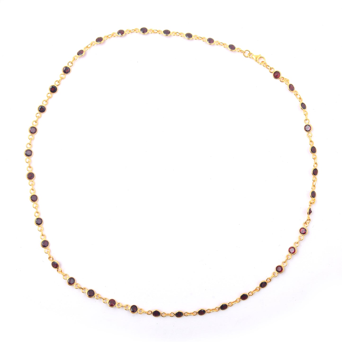 12.06 Ct Round Garnet 925 Sterling Silver Necklace