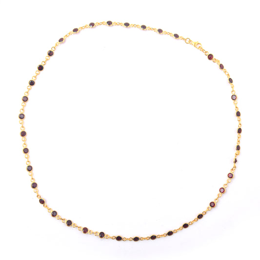 12.06 Ct Round Garnet 925 Sterling Silver Necklace