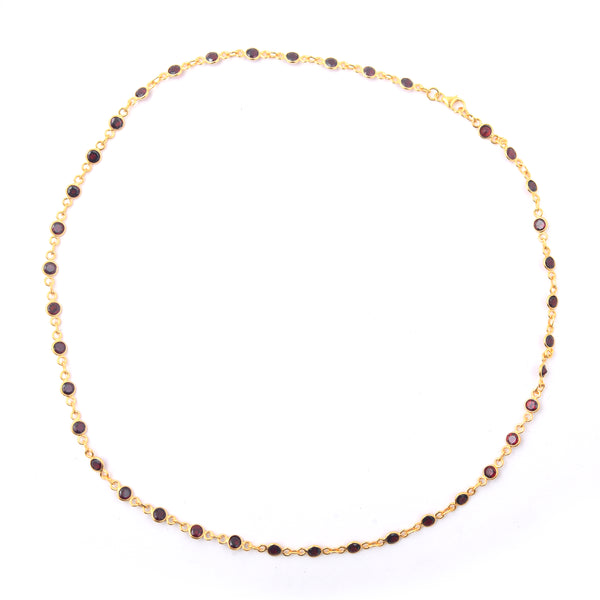 12.06 Ct Round Garnet 925 Sterling Silver Necklace