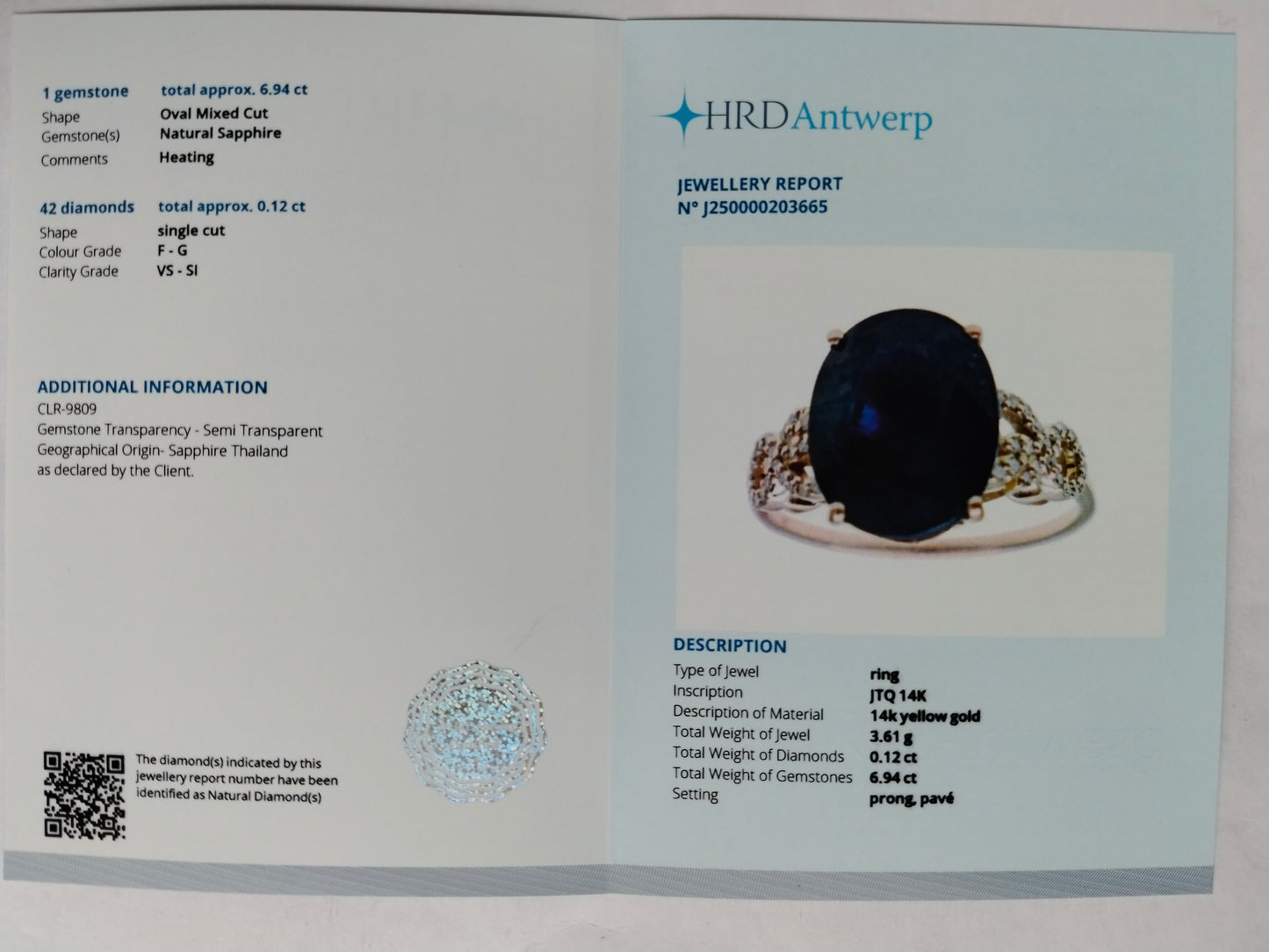 7.06 Ct Oval Mixed Cut Natural Sapphire 14K Gold Ring