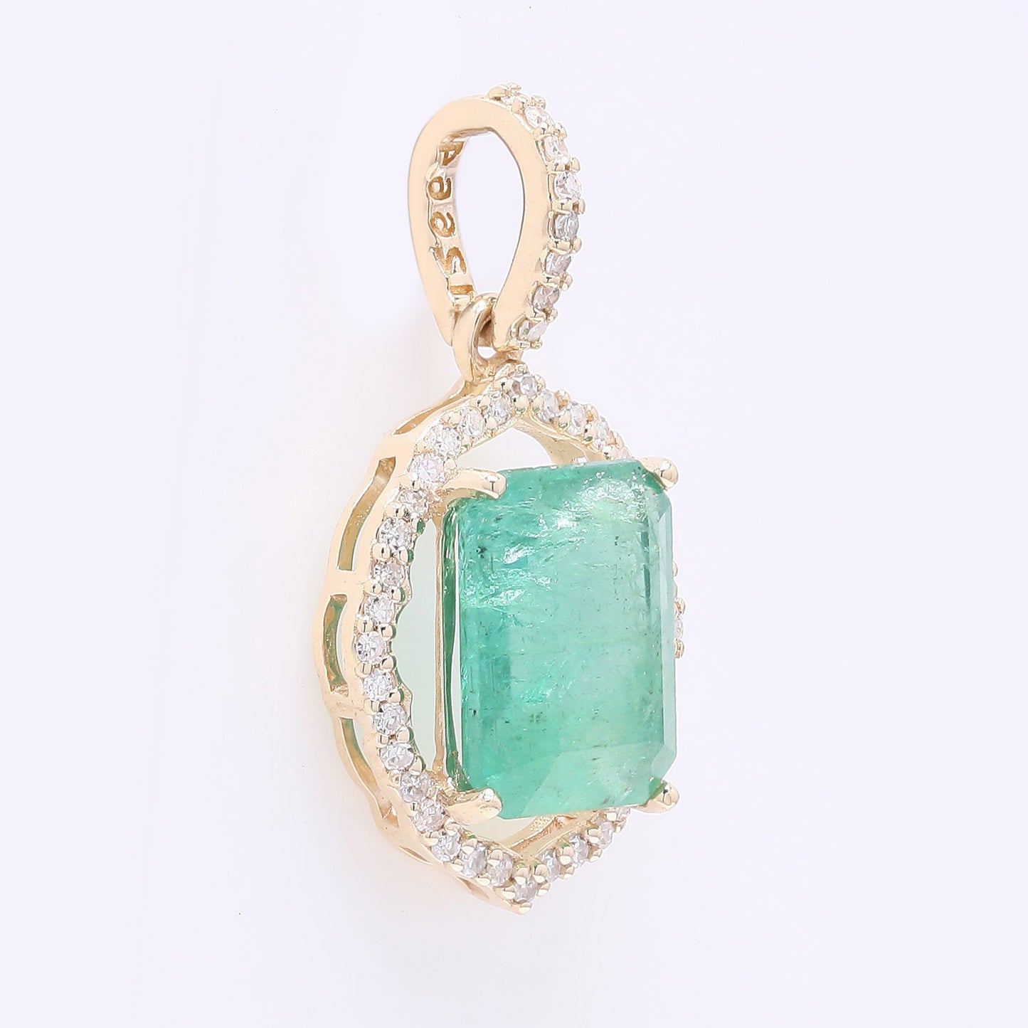 2.00 Ct Octagon Step Cut Natural Emerald 14K Gold Pendant