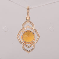 1.04 Ct Round Br.Opal 9K Gold Pendant