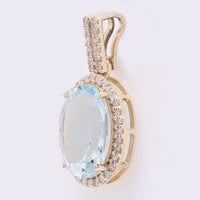 2.07 Ct Oval Mixed Cut Natural Aquamarine 14K Gold Pendant