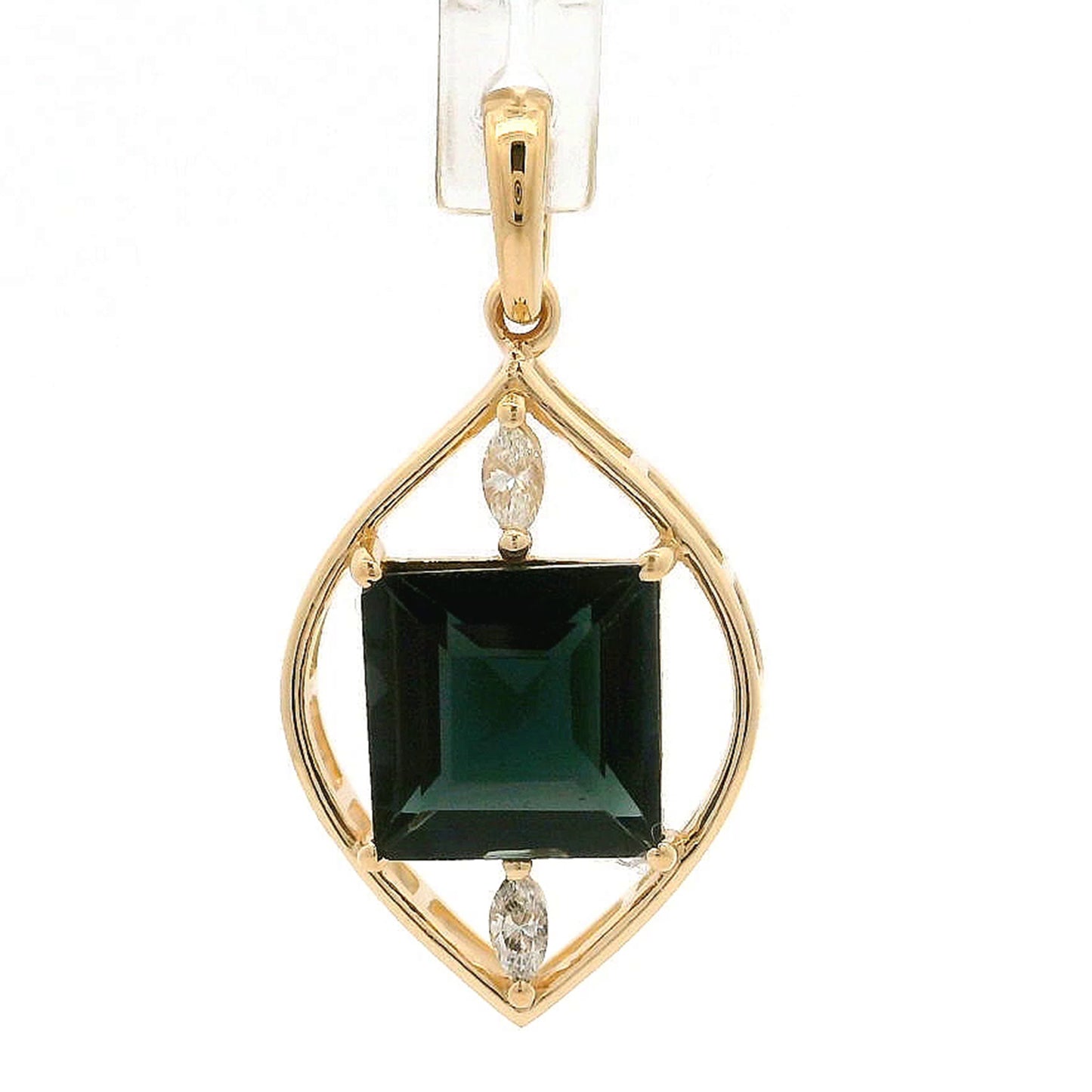 1.85 Ct Square Tourmaline 14K Gold Pendant