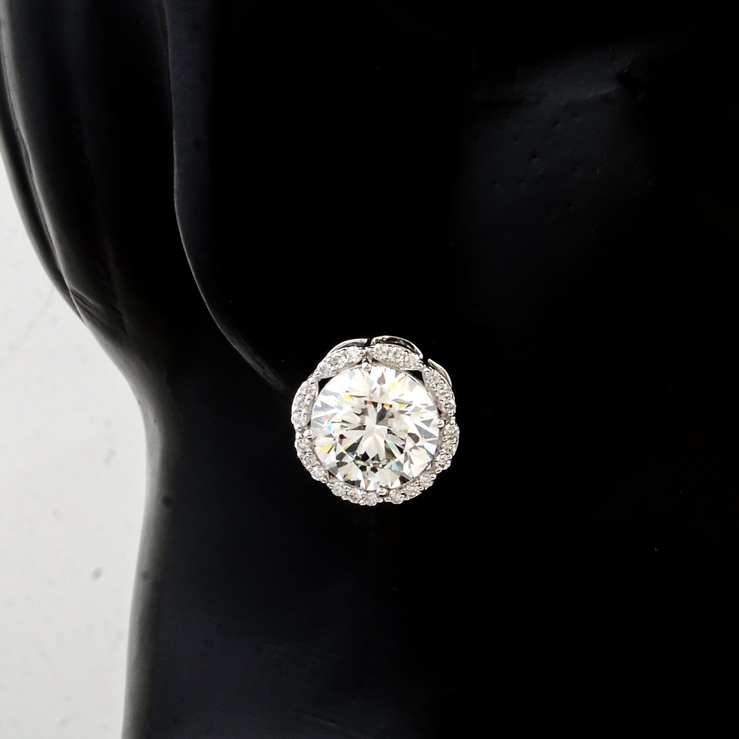 9.79 Carats Lab Grown Diamond 14K Gold Earrings