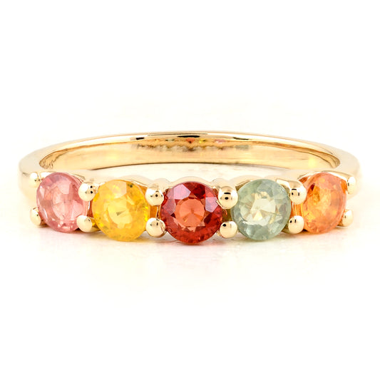 1.00 Ct Round Multi Sapphire 14K Gold Ring