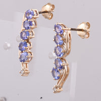1.70 Ct Oval Natural Tanzanite 14K Gold Earrings