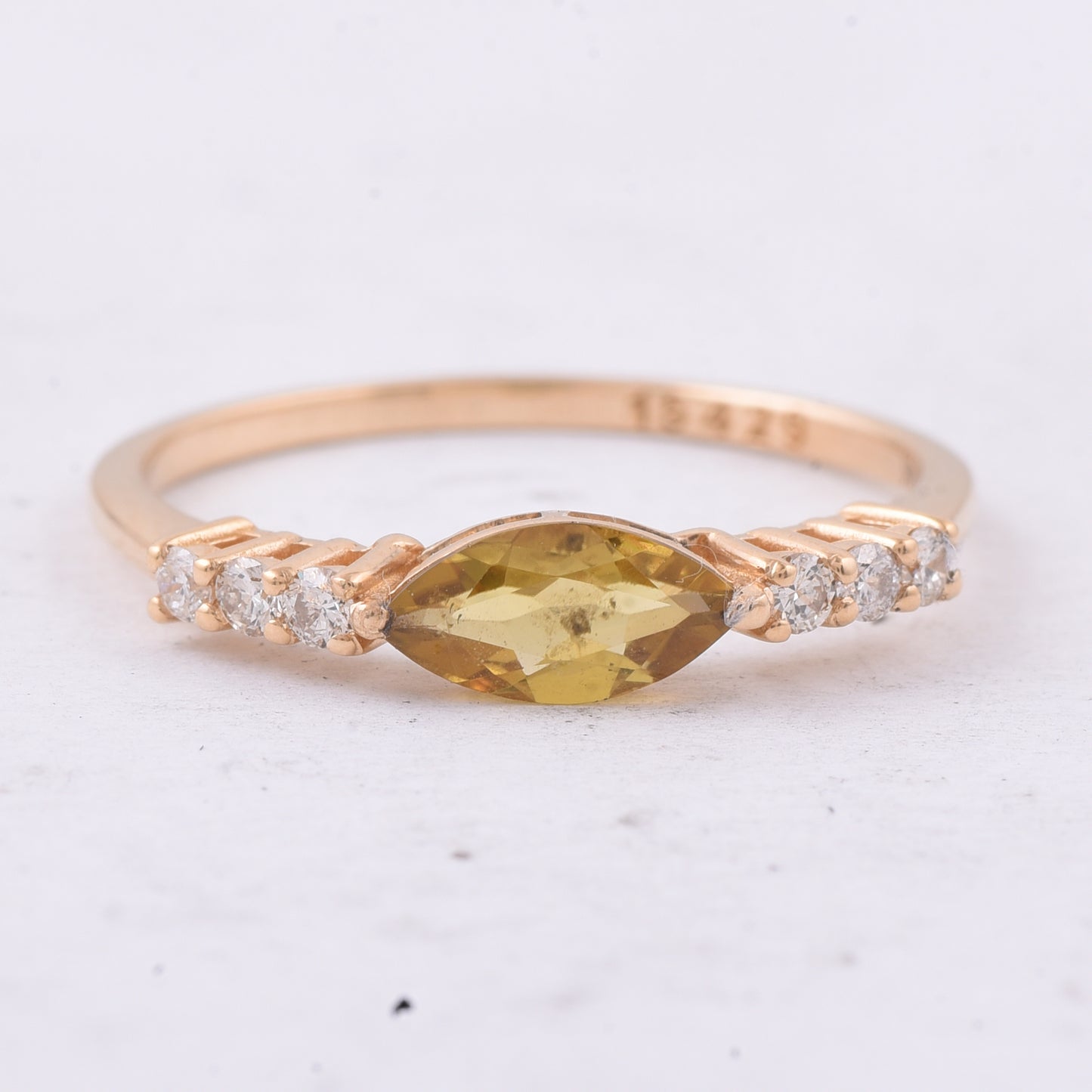 0.56 Ct Marquise Natural Yellow Tourmaline 14K Gold Ring